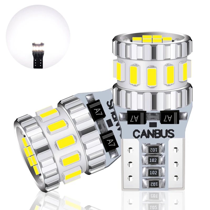 

OBOLED 2PCS W5W T10 Led Bulbs CANBUS Trunk Lamps 3014Chip 18SMD 194 501 License Plate Lights Car Interior Dome Burner 12V 6000K