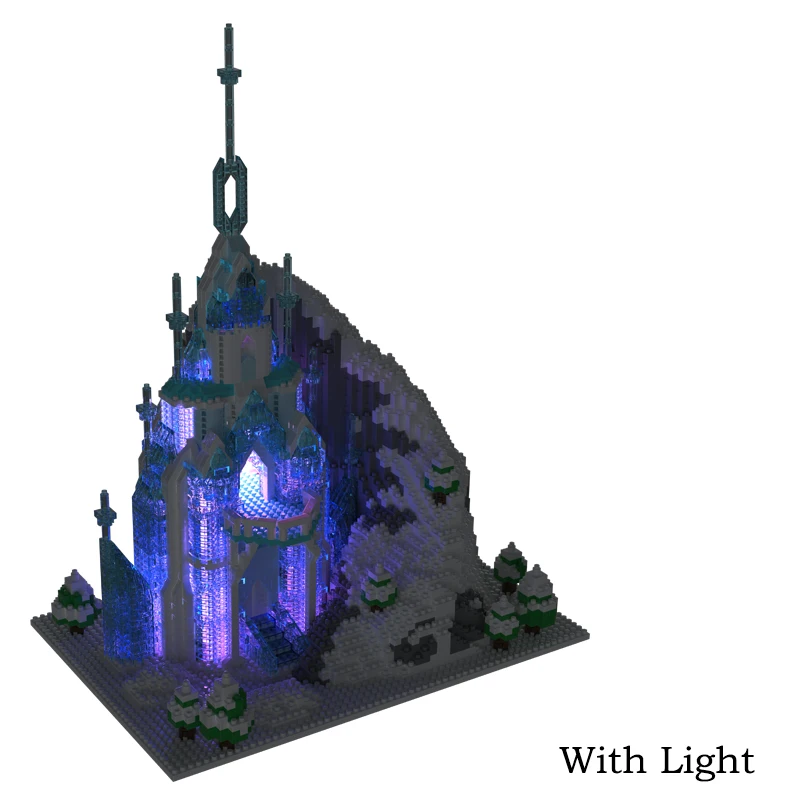 MOC 4842Pcs Friend Micro Particle Ice Castle With LED Light Model Princess Building Blocks Bricks Christmas Toys for Girls Gifts