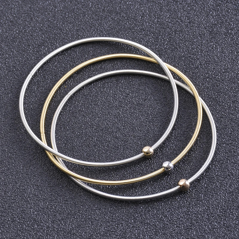 Popular Jewelry Simple Steel Wire Diameter 1.7mm Spring Screw Head Can Be Opened And Tightened Telescopic Color Spring Bracelet
