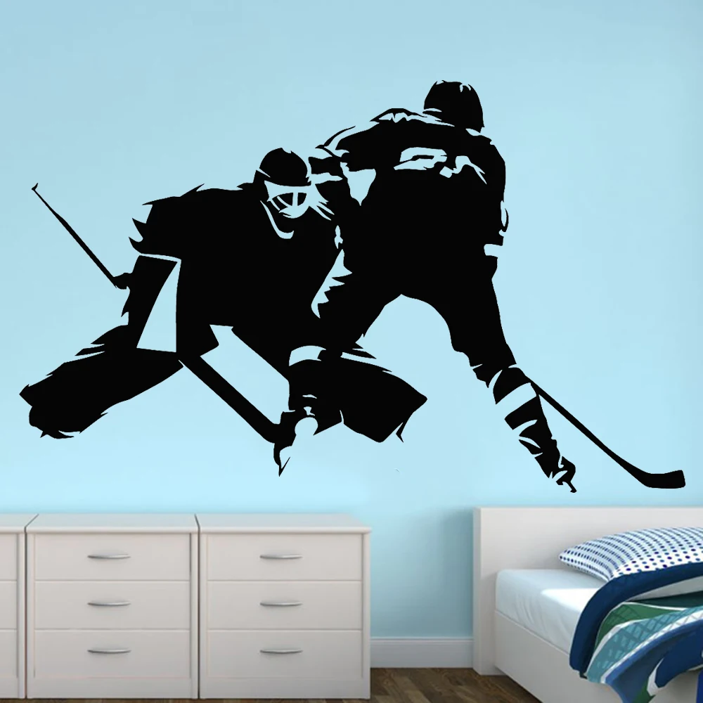 Ice Hockey Players Wall Stickers Sportsman Game Sports Vinyl Wall Decal Teen Room Self-adhesive Wall Door Decorative Z635