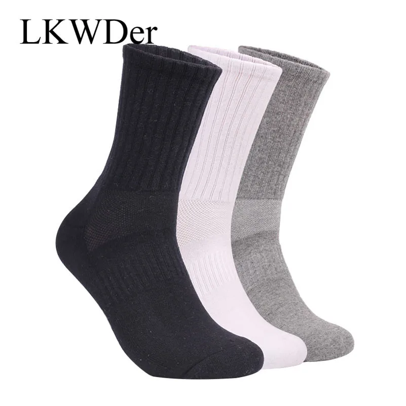 

LKWDer 5 Pairs Men's Cotton Sports Socks Towel Bottom Solid Color Thicked Terry Sock Long Tube Deodorant Basket Ball Socks Meias
