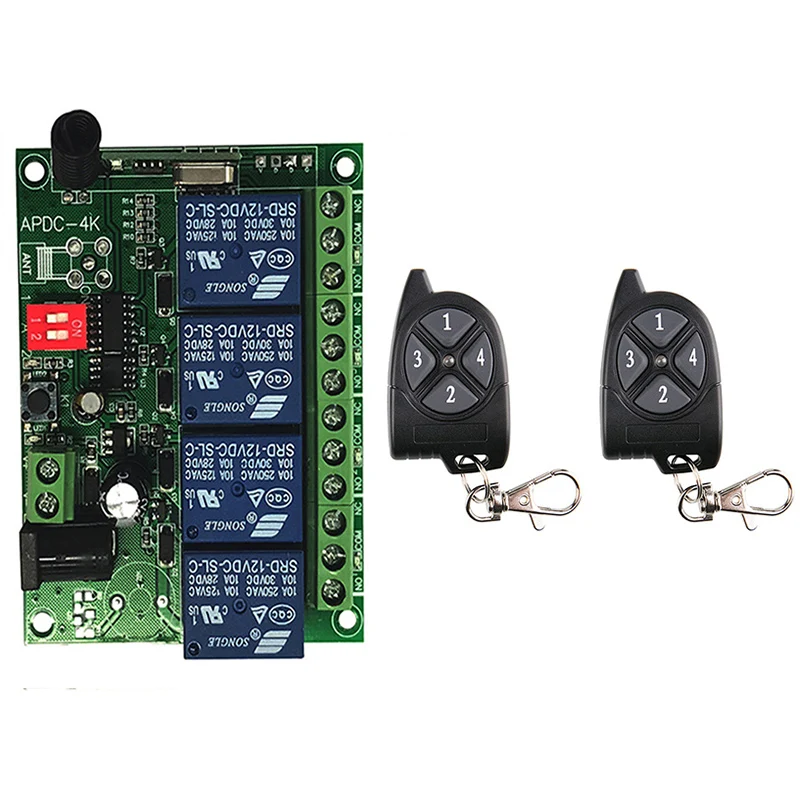 

433MHz Remote Control Switch DC 12V 24V 4CH Receiver Module Motor controller Transmitter 4buttons For Light/Fan/Smart Home