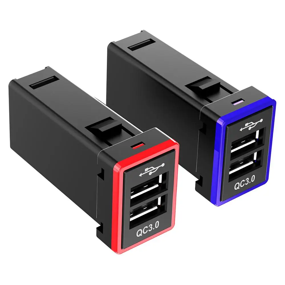 

QC3.0 быстрозаряжающее автомобильное зарядное устройство с двумя USB-портами для телефона, КПК, адаптер DVR, кабель Plug & Play для Toyota