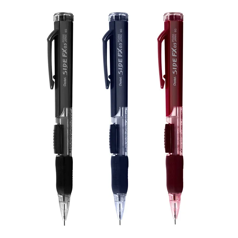 Pentel-lápiz automático japonés PD255, lápiz de presión lateral móvil de 0,5mm, cabezal de borrador, retráctil, cómodo, papelería escolar, 1 unidad