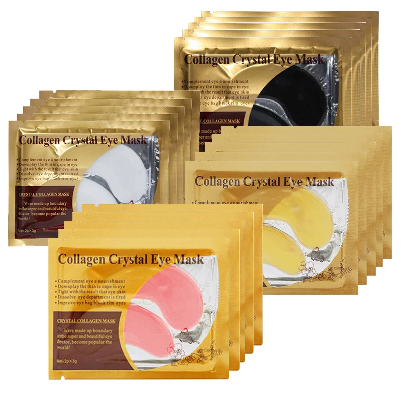Mascarilla facial de cristal de colágeno, parches de Gel para bolsas de ojos, almohadillas para ojeras y arrugas, cuidado de la piel, 4 colores, TSLM1, 1 par = 2 uds.