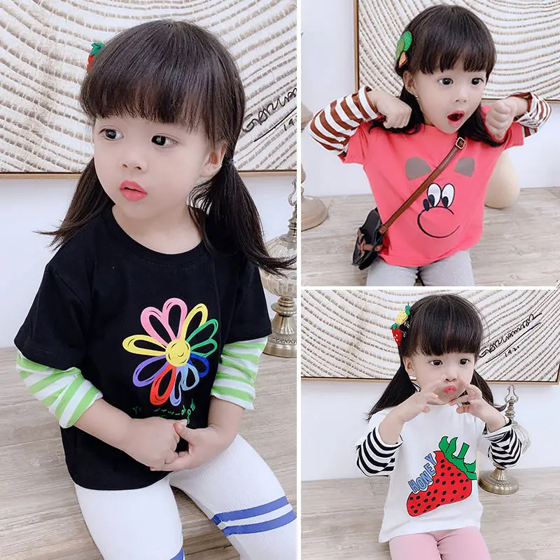 

2020 Spring Autumn New Style Girls cotton Long sleeve T-Shirt Fashion Tops Children print T-shirt