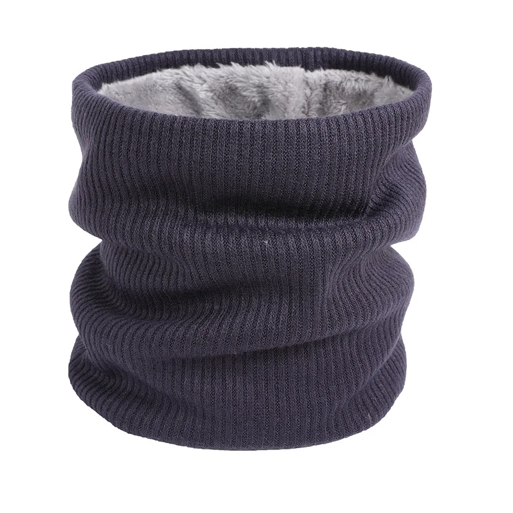 Unisex Winter Warm Knitted Ring Solid Fleece Scarf Men Women Fashion Thin Thick Stripe Elastic Neck Collar Scarf