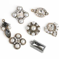 5pcs Flatback 단추 handmake 가방/구멍 구두 스냅 패스너 진주 봉 제 액세서리에 대 한 구슬 장식으로 실버 금속 단추