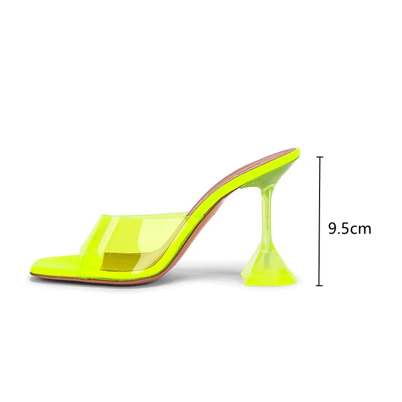 2023 Star style Transparent PVC Crystal Clear Heeled Women Slippers Fashion High heels Female Mules Slides Summer Sandals Shoes