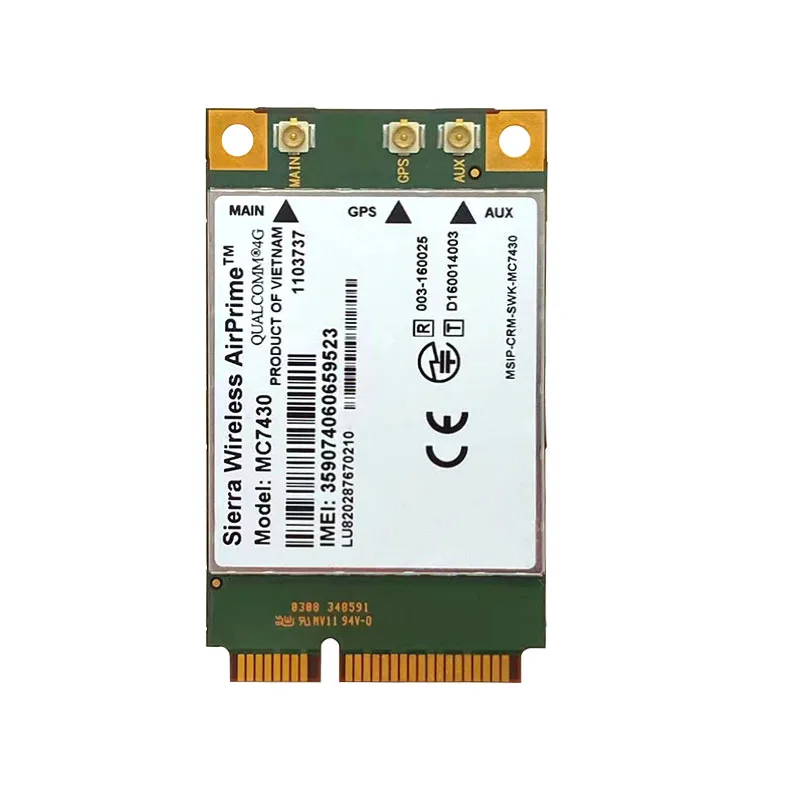 4G Module Sierra MC7430 FDD-TDD LTE CAT6 HSPA+ GNSS WWAN Card USB 3.0 MBIM interface PCIe mini 4G Card