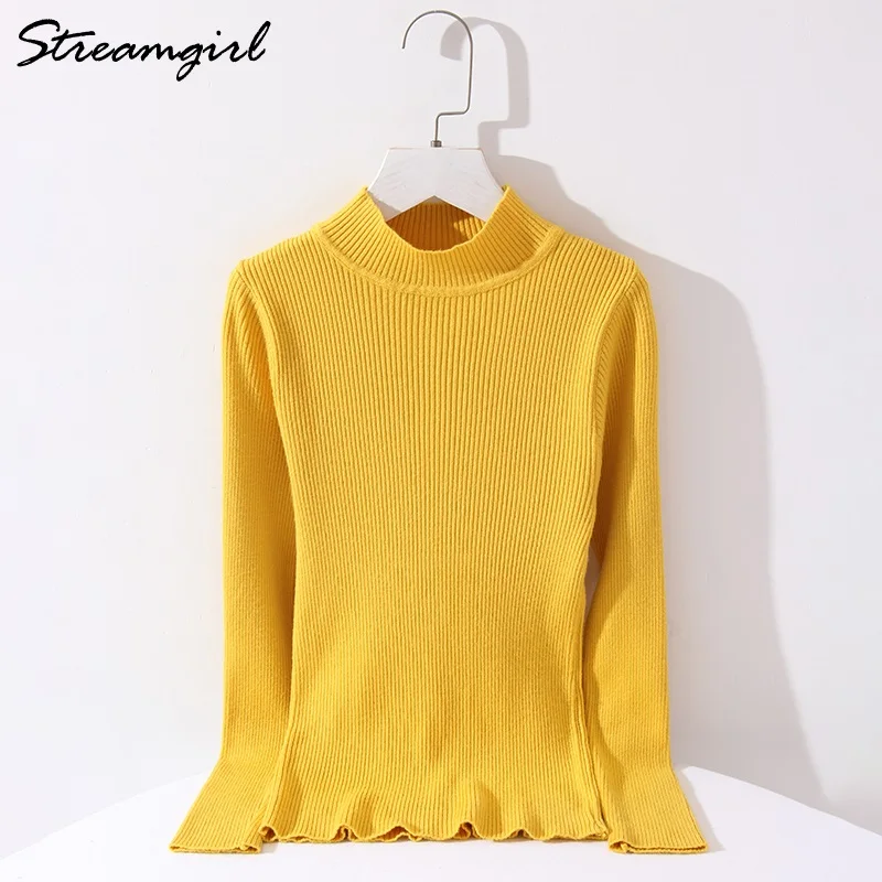 Women\'s Turtleneck Sweaters Autumn Winter 2021 Knitted Top Green Pullover Jumper Women Sweater With Neck Pull Vintage Sweaters