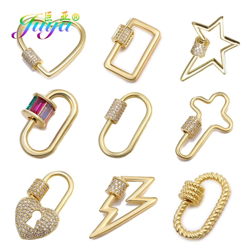 Juya DIY Creative Carabiner Fastener Bolt Hook Screw Lock Clasps Accessories For Needlework Pendant Punk Jewelry Making Supplies