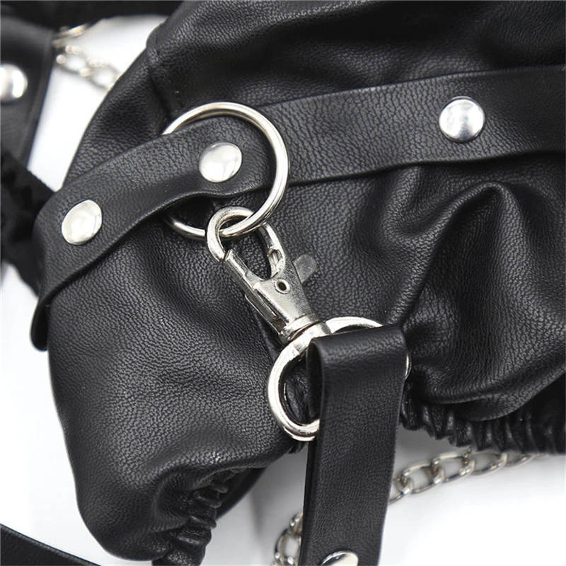 Fetish Men Sexy Sissy Panties With Leash PVC Leather Gay Sex Underwear Wetlook Latex Briefs Erotic Costumes for BDSM Bondage Sex