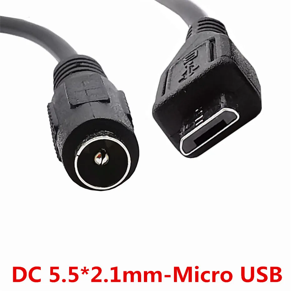 5.5*2.1mm / 3.5*1.35mm DC Power Charger Adapter Converter Connector Female to Micro USB 5pin Male for Laptop/Tablet 0.2M