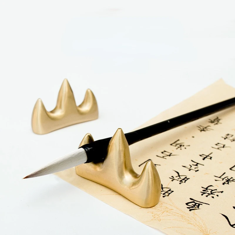 

Brass Brush Pen Holder Multifunction Metal Paperweights Brush Pen Rest Chinese Painting Calligraphy Xuan Paper Paperweights