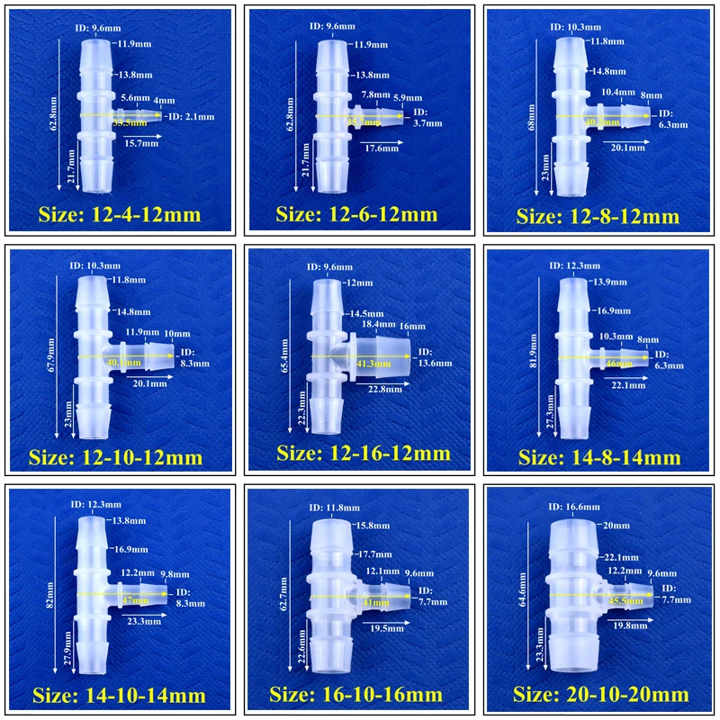 5 ~ 200 sztuk 12 ~ 20 do 4 ~ 16mm Food Grade plastikowe teownik redukcyjny złącze nawadnianie ogrodu reduktor Tee zbiornik akwarium Pagoda wąż