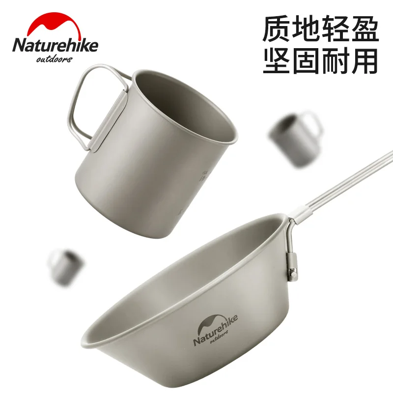 Naturehike Picnic Pure Titanium 200/300/450ml Cup Bowl Portable Titanium Tableware Water Cup Travel Outdoor Camping Coffee Cup