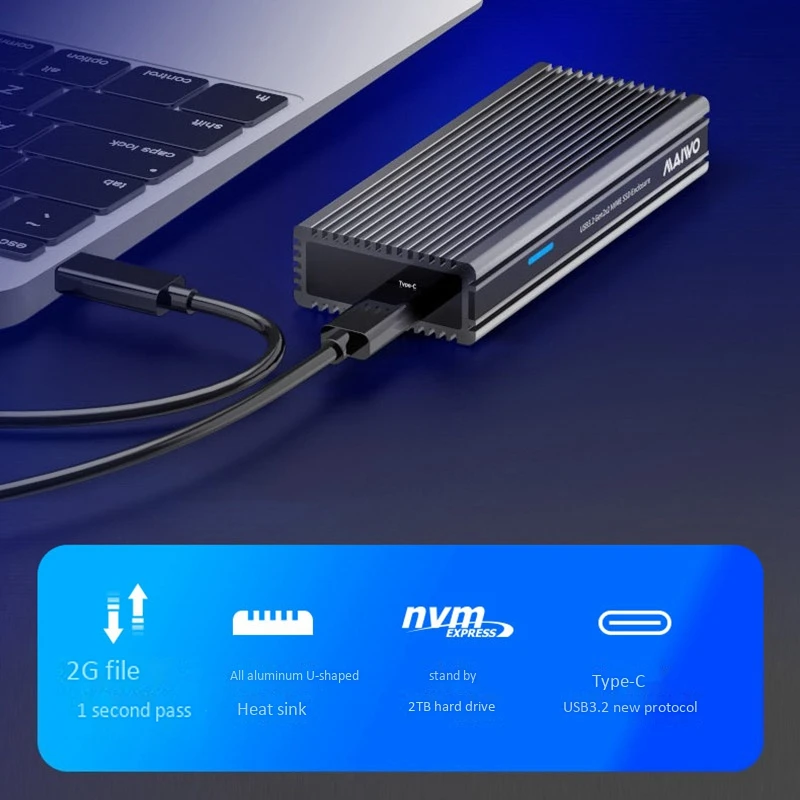 

Корпус для внешнего жесткого диска MAIWO type-c M.2 Nvme, USB3.2 TC