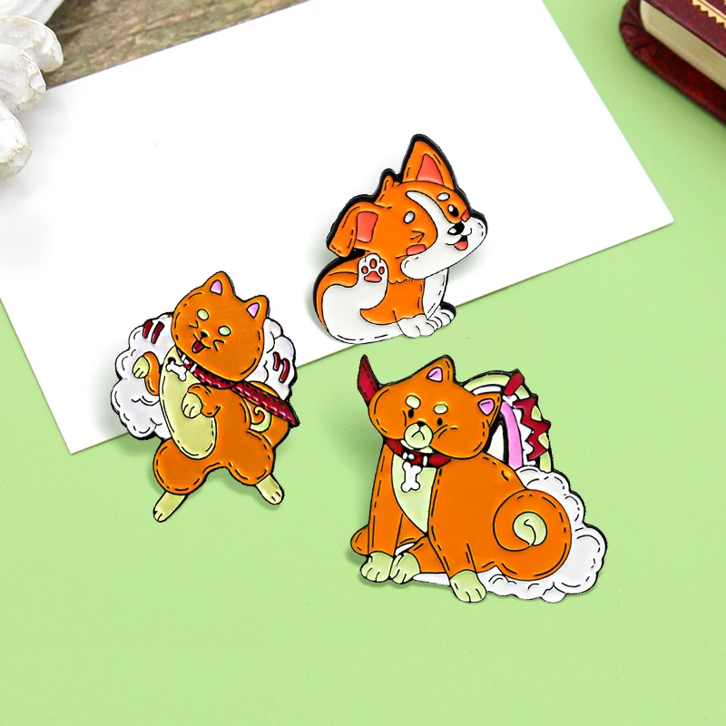 Cute Animal Dog Enamel Pin Custom Dog paw Pets Kirky Corgis Dog Brooches For Kids Women Lapel Badge Jewelry Gift Wholesale