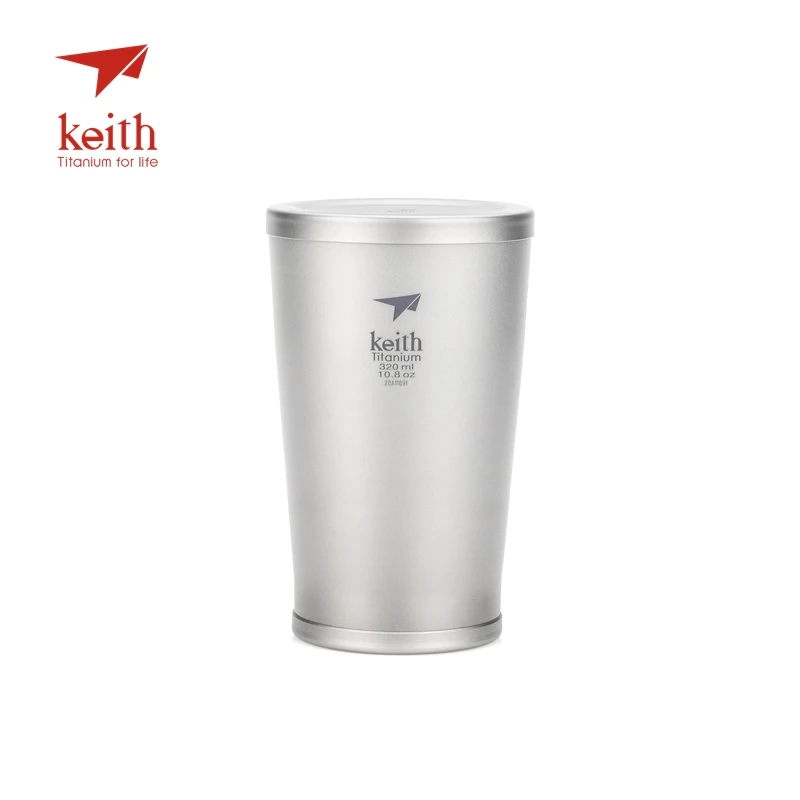 Keith Titanium Beer Cup Double Wall Coffee Mugs Ultralight Insulation Drinkware 320ml For Outdoor Camping Hiking Travel Ti3150