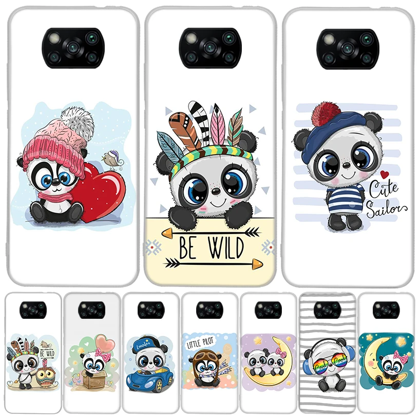 Lovely Panda Baby Cute Phone Case For Xiaomi Poco X3 Nfc M3 F3 F1 Mi Note 10 Pro 11 Lite 11i 8 9 9T 10T CC9 A3 Cover Fundas Capa