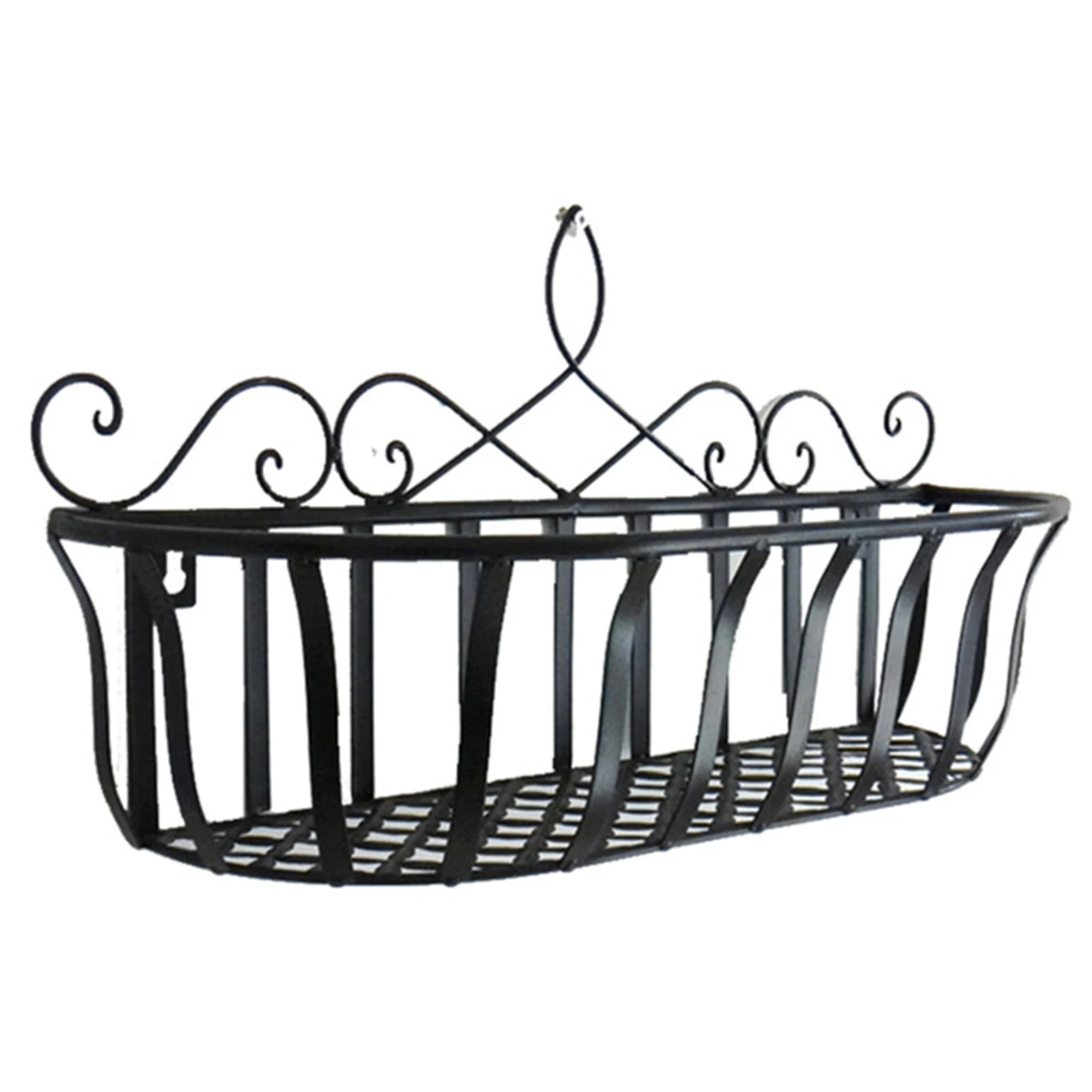 Hanging Planter Rack Metal Wire Railing Flower Pots Holder Stand Decorative Art Wall Mounted Plants Basket for Home Bar