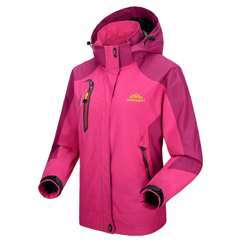 TRVLWEGO Camping Hiking Jacket Women Autumn Outdoor Sports Coats Climbing Trekking Windbreaker Travel Waterproof Purple Rosy