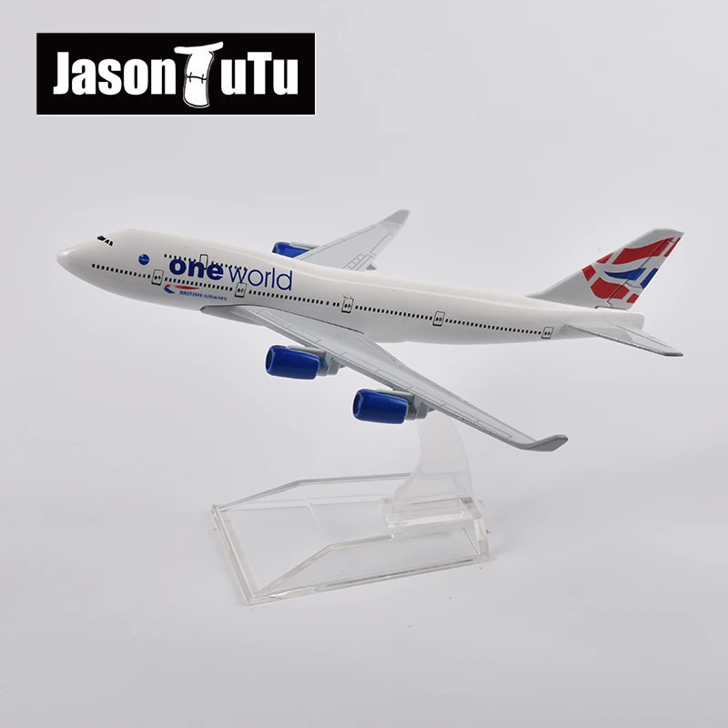 JASONTUTU 16cm One World Boeing 747 Aircraft Diecast Metal 1/400 Scale Planes Model Airplane Model Plane