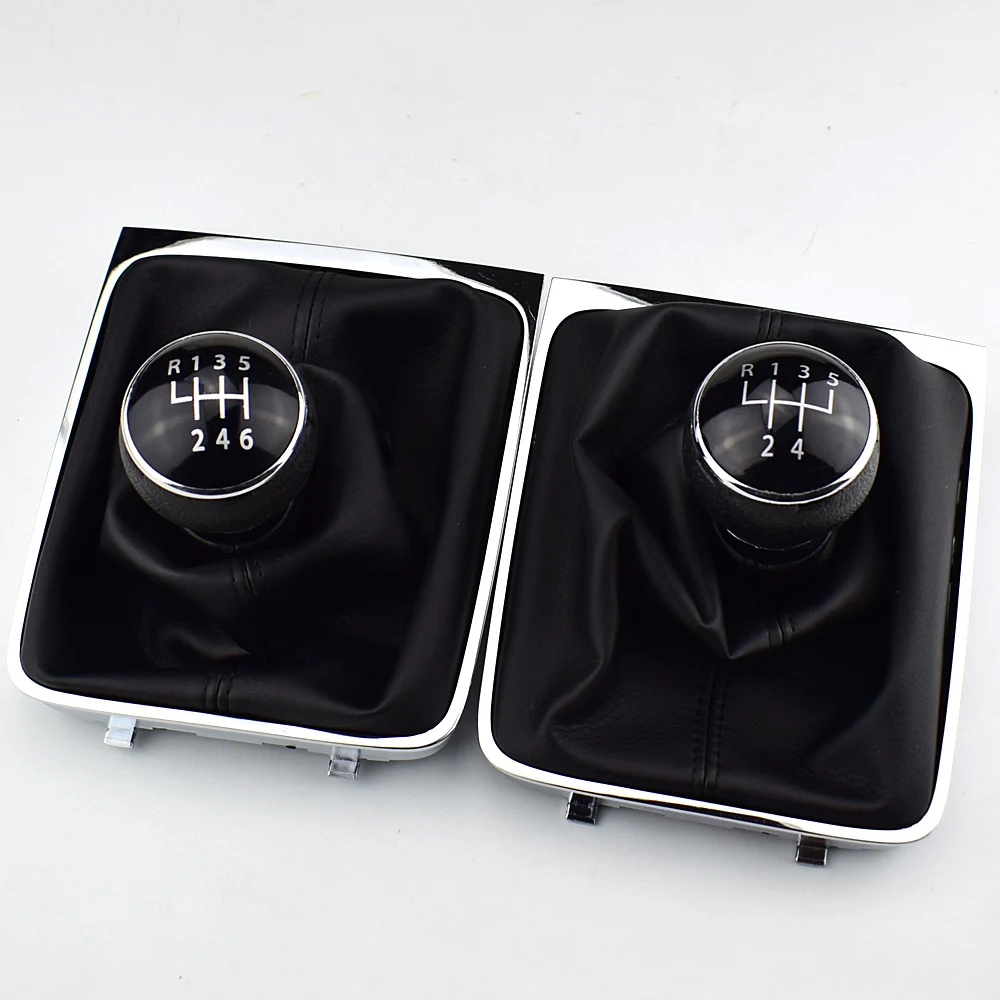 5 6 Speed Gear Head Black Shift Knob Gear Knob Boot Gaiter Frame For Volkswagen VW Passat B6