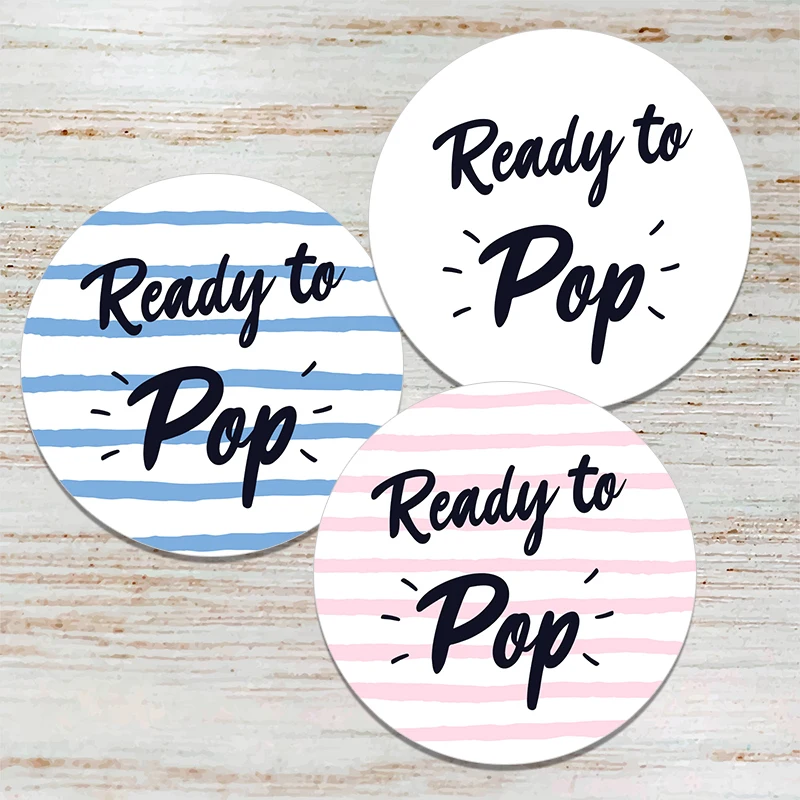 Ready To Pop Round Stickers Baby Shower Sticker Labels Seal Stickers Gender Reveal Parties Celebration Decorations