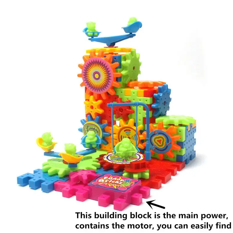 81 PCS Electric Gears 3D Model Building Kits Plastic Brick Blocks Educational For Kids Children Gifts