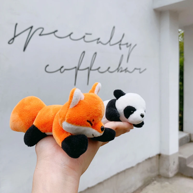 Cute lying fox panda plush doll brooch creative unique clothes bag pendant pin children toy gifts