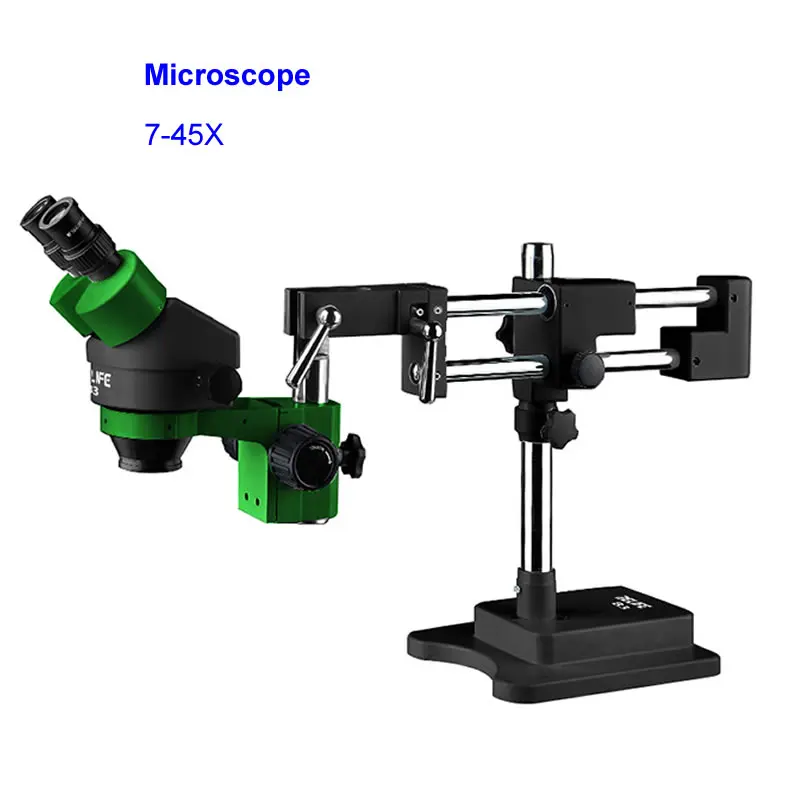 Microscopio binoculare Stereo trinoculare 7-45X lente d\'ingrandimento per microscopio con Zoom continuo per dispositivo di riparazione elettronica