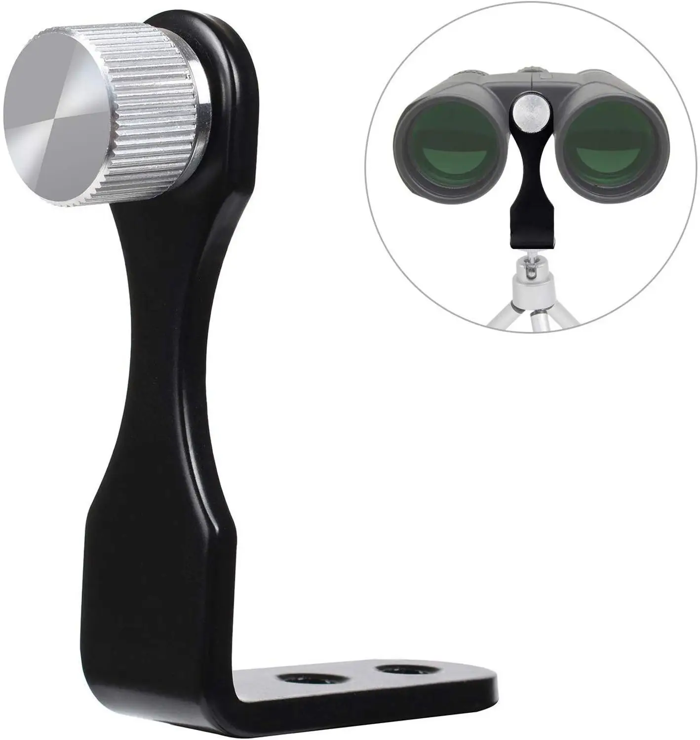 Adaptador de tripé de metal com suporte L, adaptador de montagem de tripé binocular com rosca dupla de 1/4 de polegada conectando câmera de telescópio binocular