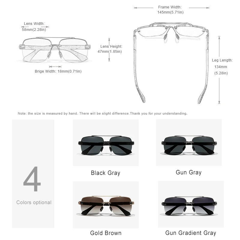 KINGSEVEN 2023 New Design Sunglasses For Men Polarized Gradient Sun glasses Women Men Semi-Rimless Square Retro Eyewear Okulary