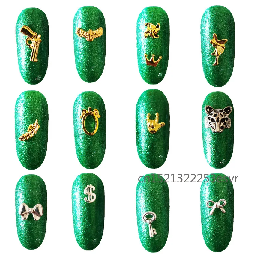 100Pcs Gold silver Flamingo Animal  Insect Metal Alloy 3D Nail Art  Decorations Bling Nail Rhinestones  Manicure Sequins