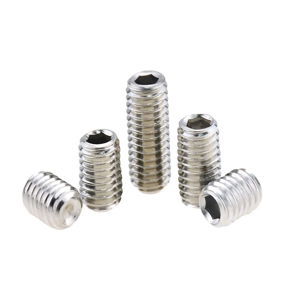 5PCS M8*8-30 10 16 20 25 Hexagon Hex Socket Set Screw Flat Point Allen Head Grub Screw Stainless Steel Headless Set Screw M8x8