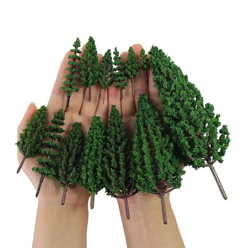 52pcs Model Pine Trees Green Plastic For Forest O HO TT N Scale Model Railway S0901