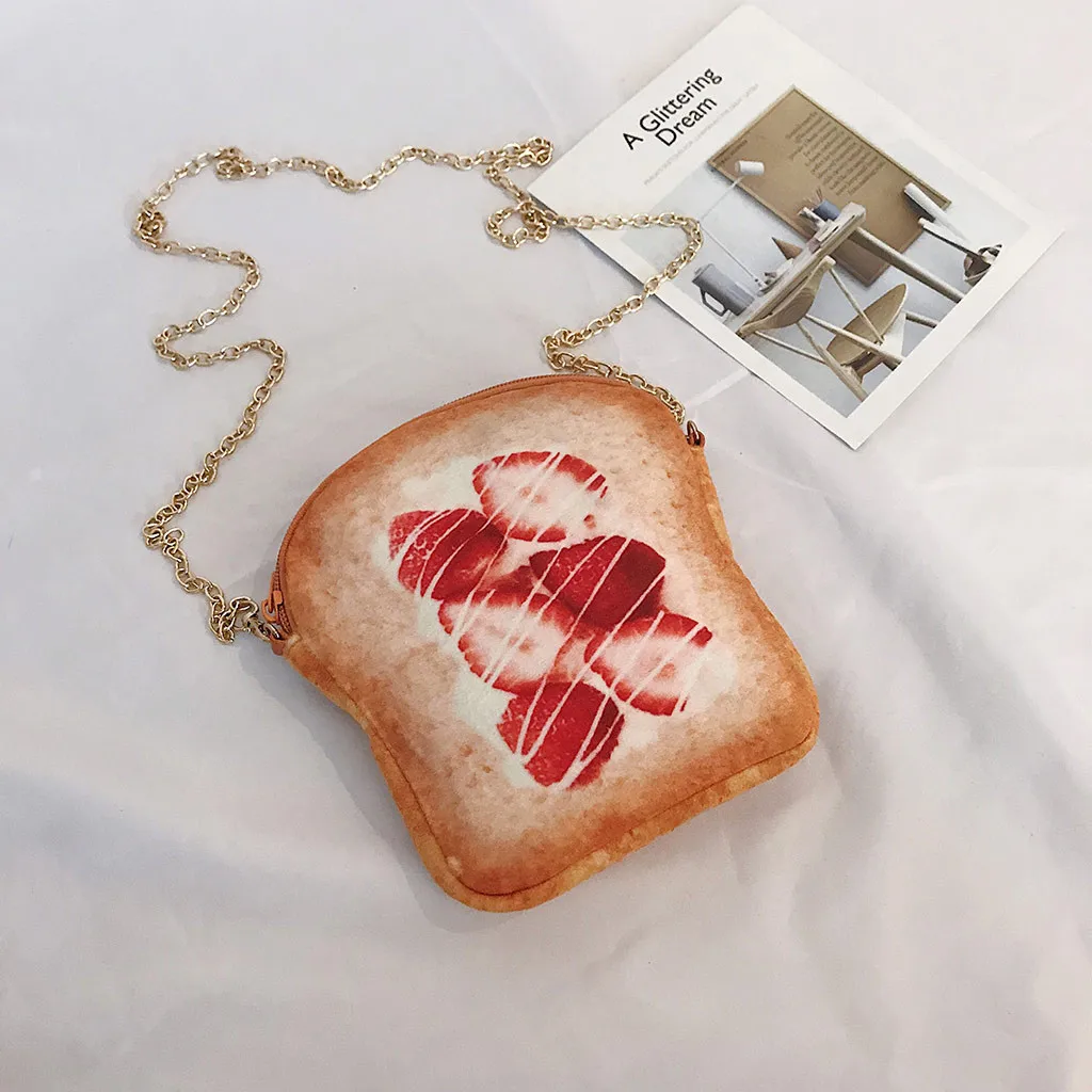 2022 New Handbag Small Bread Pattern Shoulder Bag Funny Personality Crossbody Bag Diagonal Cute Chain Bag Fashion Messenger Bag