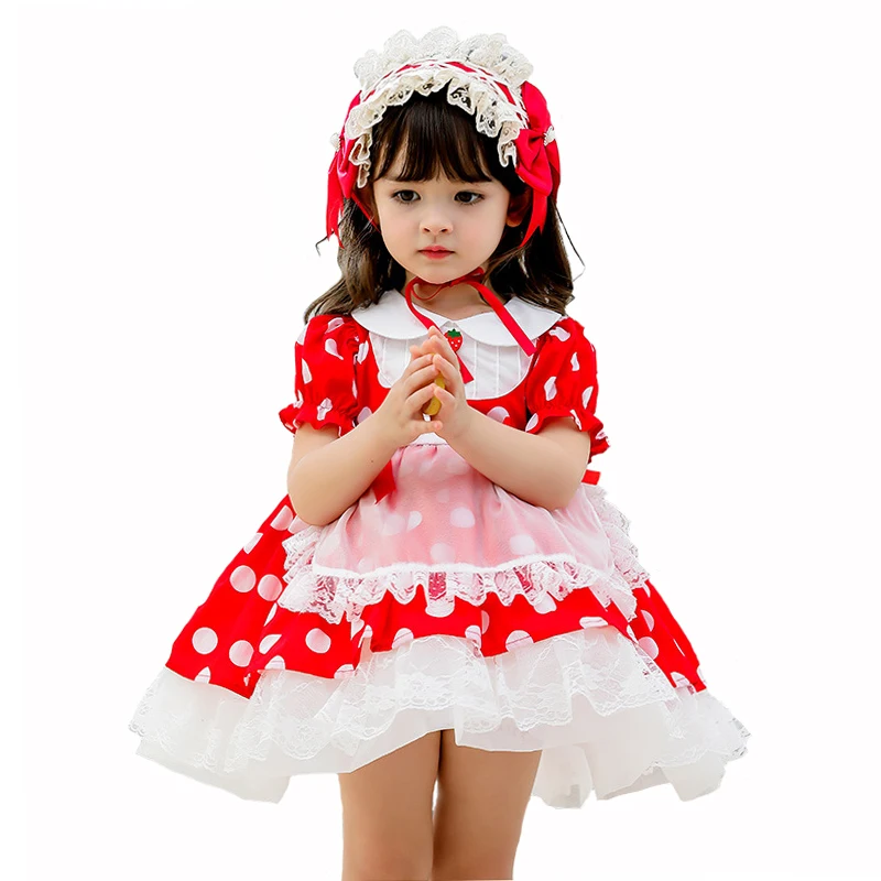 

21 Exquisite Summer Kids Dresses for Girls' Dress Cottom Dot Spanish Lolita Lace Princess Party Ball Gown Baby Tutu Clothing