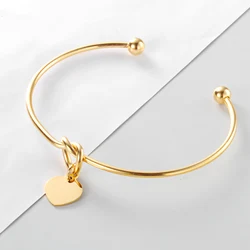Heart Knot Bangle Cuff Stainless Steel Fashion Jewelry Gift for Women Trendy Accessory