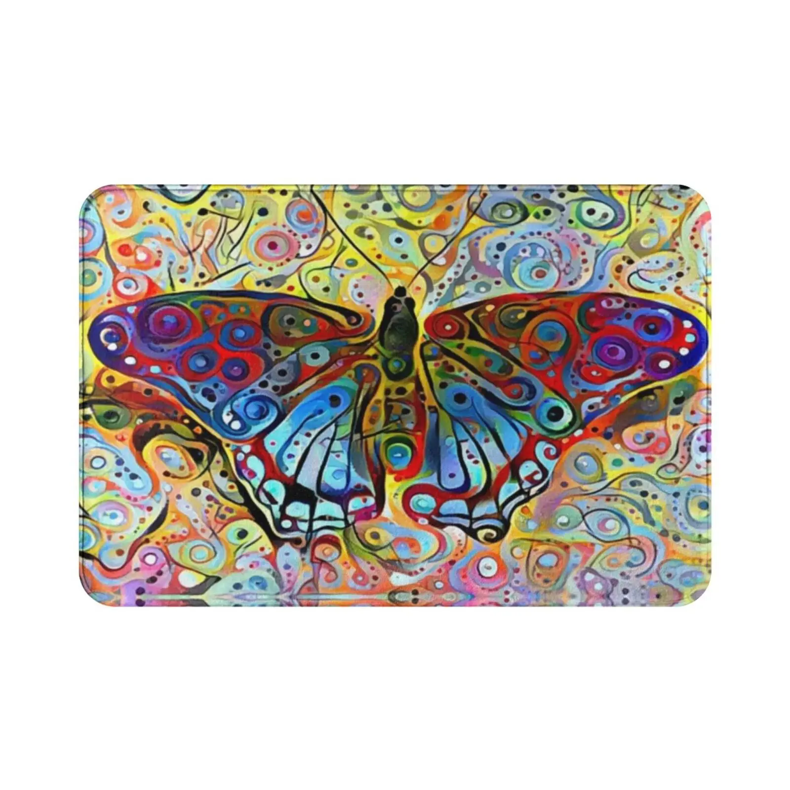 Mystify Carpet Mat Rug Cushion Soft Butterflies Fly Red Blue Yellow Pink Green Abstract Papilio Glaucus Animal Wildlife