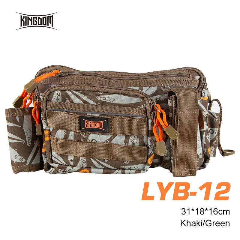 Kingdom LYB-12 Fishing Tackle Bags 31*18*16cm 681g Multifunctional Waterproof Nylon Backpack Shoulder Bag Waist Pack For Fishing