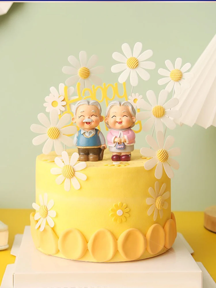 Cake Topper for Grandpa Grandma Longevity Family Birthday Cake Decorations Love Gifts