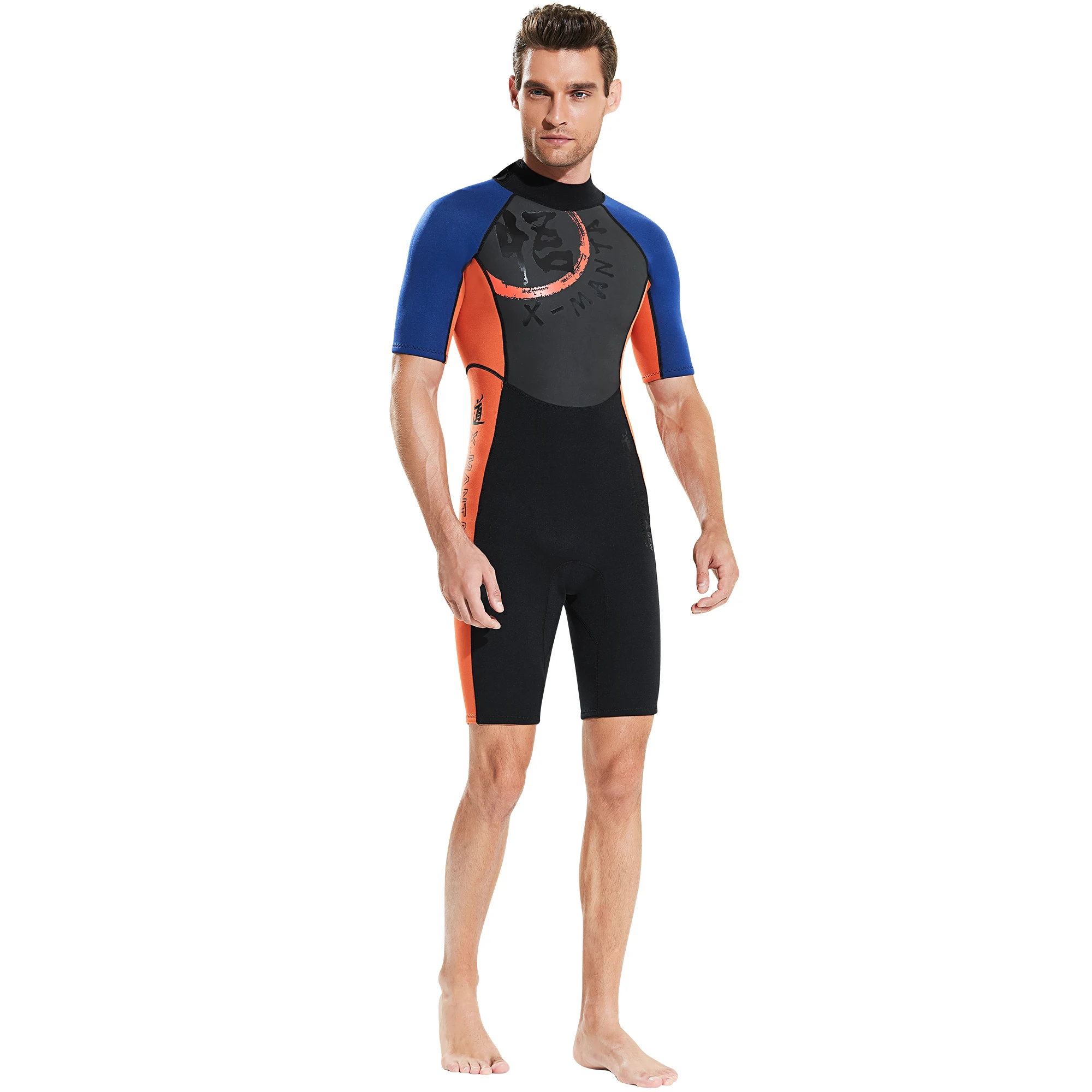 New Chinese Style 3mm Neoprene Wetsuit Men Women One-piece Short Sleeve Swimsuit Warm Professional Swimming Surfing Diving Suits