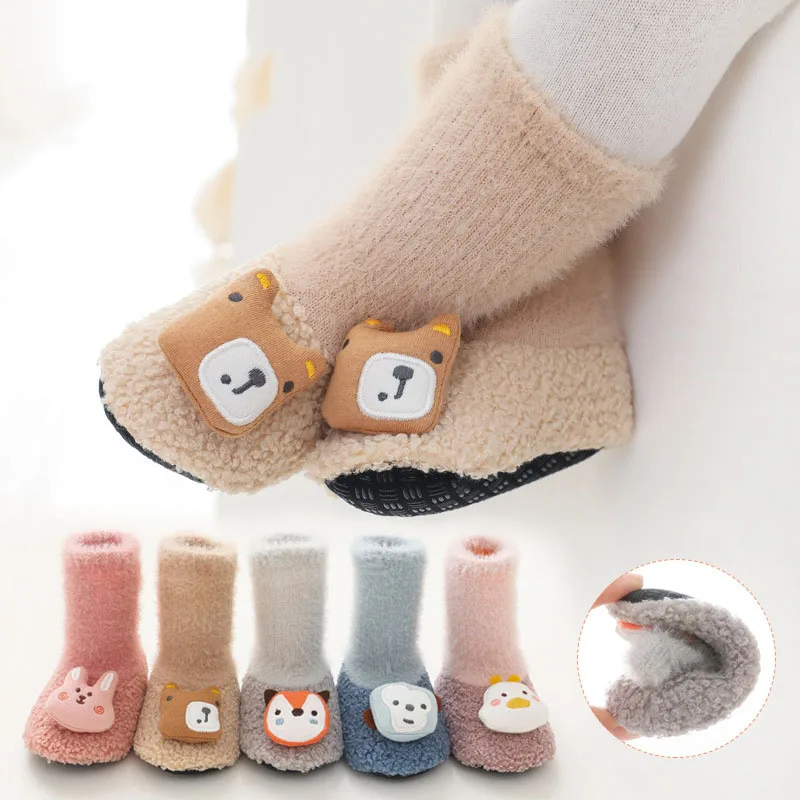 Newborn Baby Socks Shoes Boy Girl Winter Warm Plush Kids Boots Floor Children Toddlers Footwear Baby Booties First Walkers