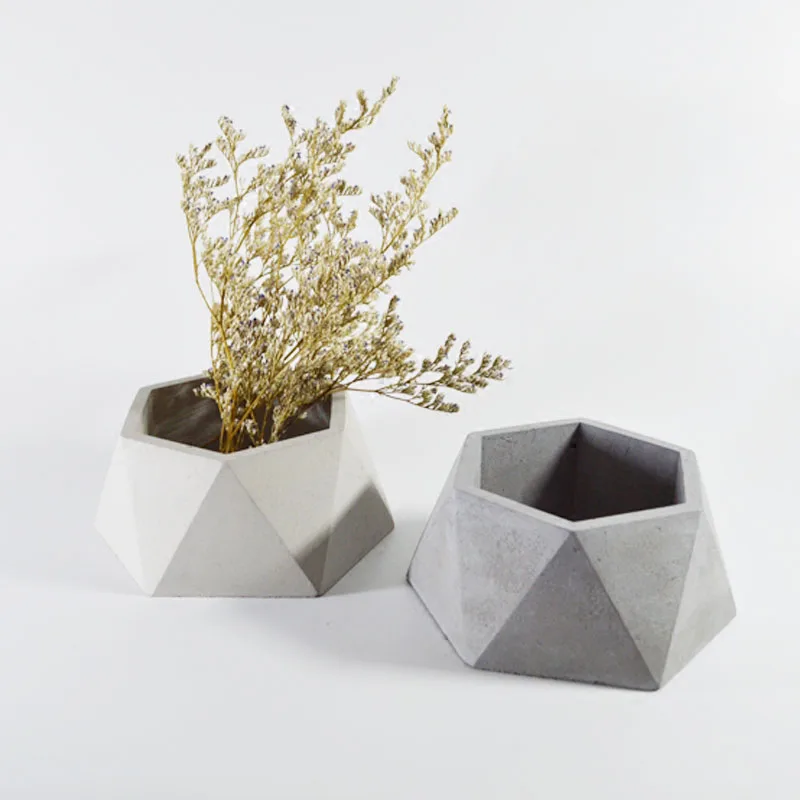 Geometric cement flower pot mold concrete terrazzo creative small flower pot, gypsum storage box silicone mold DIY Plants Pot