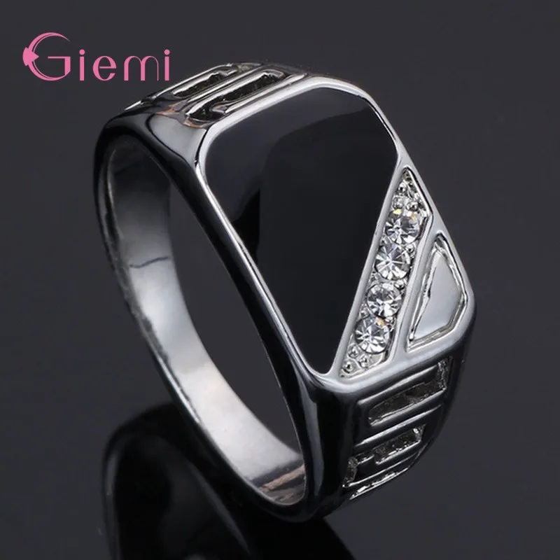 New Fashion 925 Sterling Silver Luxury Cubic Zircon Wedding Band Rings for Male Cool Men Accessories Jewellery