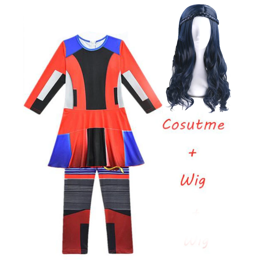 Evie Evil Mal Descendants Cosplay Kostüm Mädchen Geburtstag Party Halloween Karneval Kostüm und Perücke für Kinder Verkleidung Descendants 3 – Detail 3