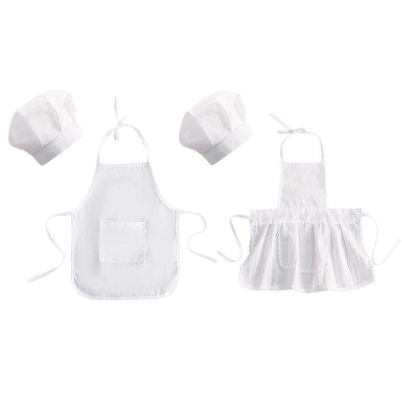 Infant Baby White Chef Costume Kitchen Hat and Apron Set Cosplay Newborn Photography Props Uniform Cooking Wear Outfits Dropship